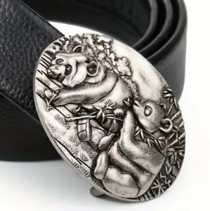 New silver Panda belt buckle